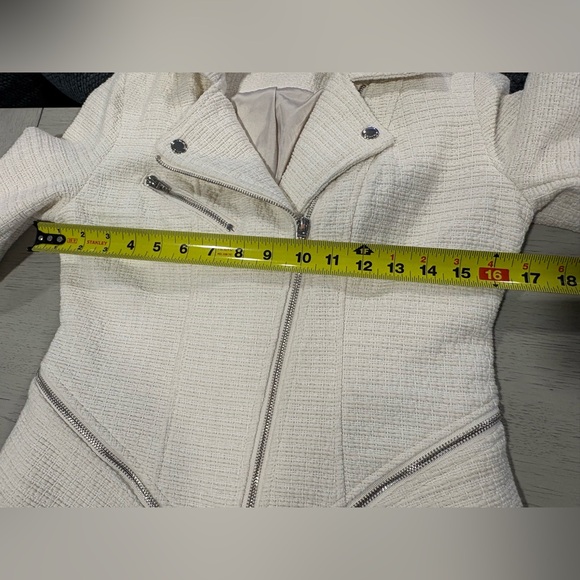 Blank NYC Cream Off White Tweed Textured Moto Jacket - Picture 6 of 15